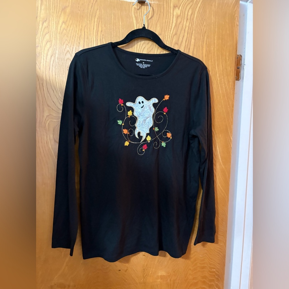 Boo Designers Originals Black Top with Ghost Detail M